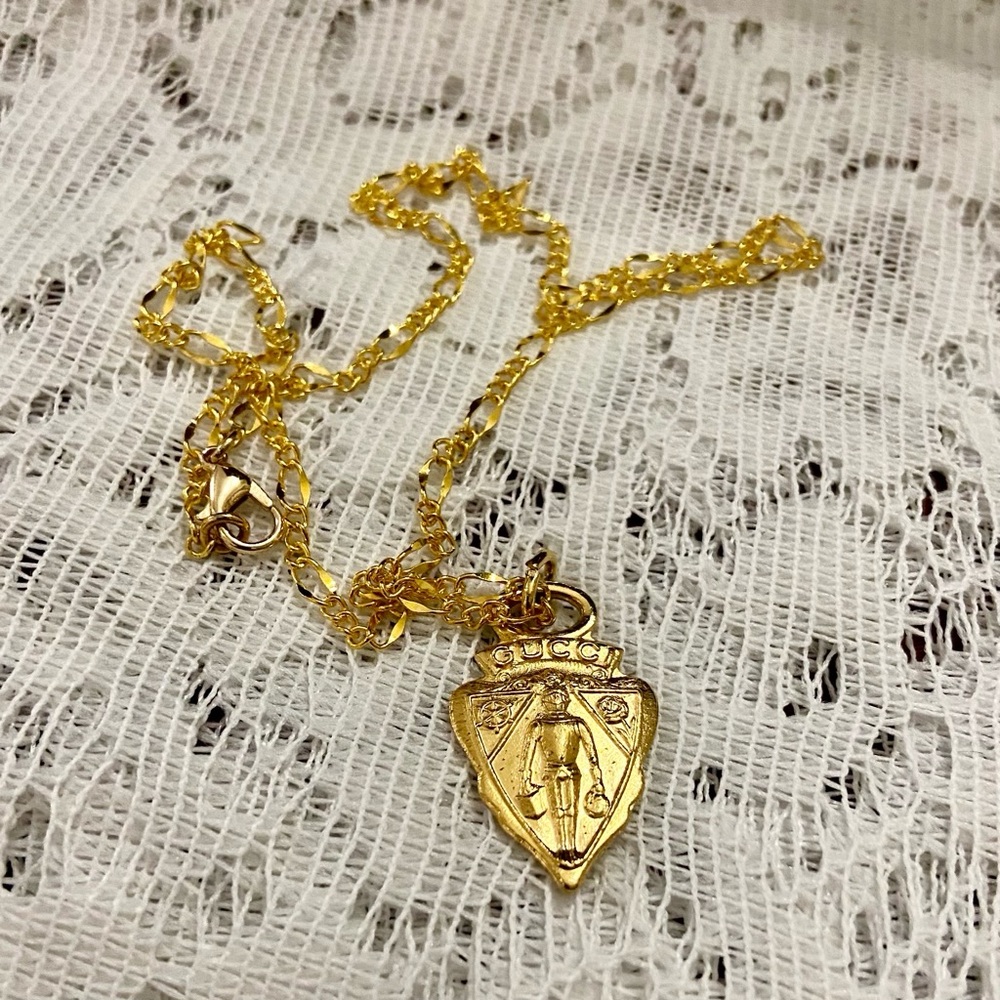 Vintage Authentic Gucci, 18in Gold Plated Charm Necklace (C) - Picture 2 of 7